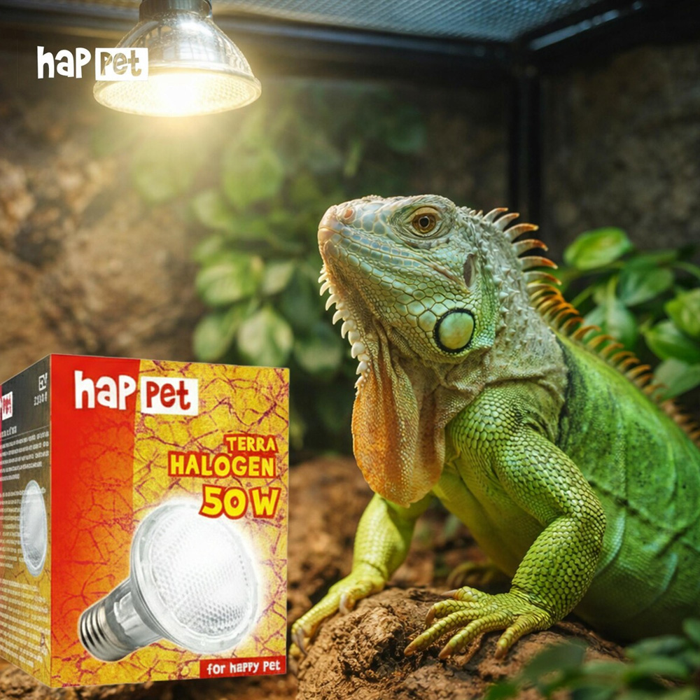 Żarówka grzewcza halogenowa 50W UVA do terrarium dla gadów Happet Terra